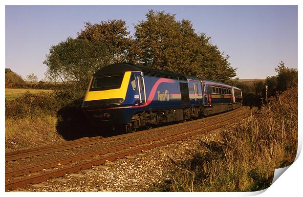 HST 43033 Great Western train, Devon Print by Simon Armstrong