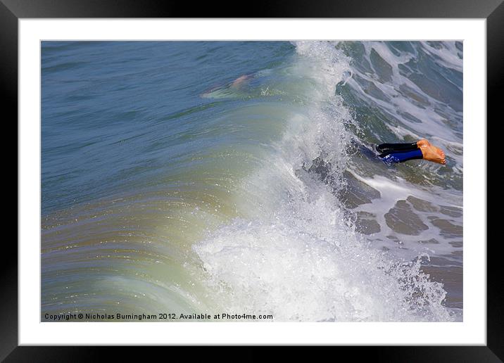 Surfer Framed Mounted Print by Nicholas Burningham