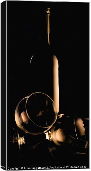 Bottle of wine and glasses Canvas Print by Brian  Raggatt