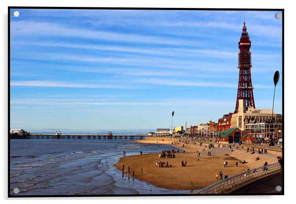 Blackpool Promenade Acrylic by Elaine Steed