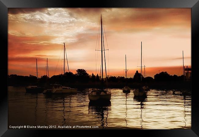Sunset Silouette Framed Print by Elaine Manley
