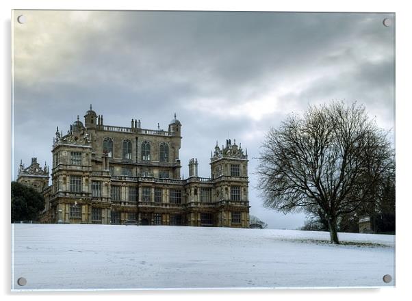 Wollaton Hall in the Snow Acrylic by Tracey Whitefoot