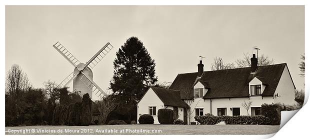 The Windmill and the house Print by Vinicios de Moura