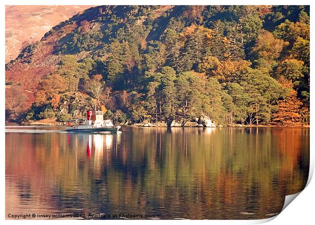 Ullswater steamer Print by Linsey Williams