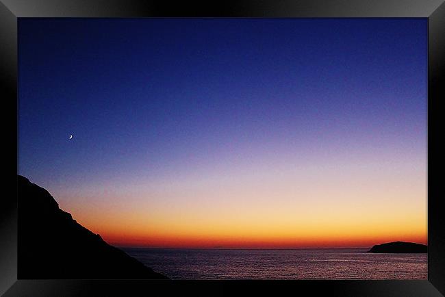Kalymnos, sunset sky Framed Print by Catherine Davies