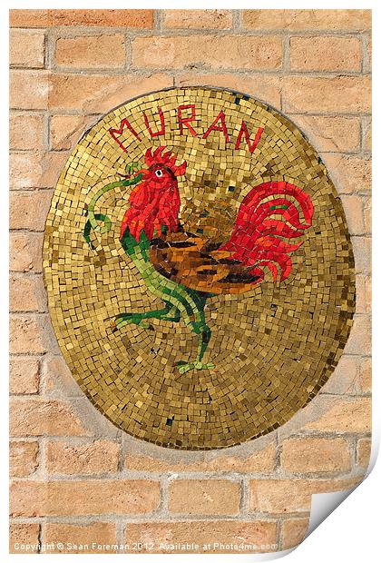 Glass Mosaic Cockerel Print by Sean Foreman