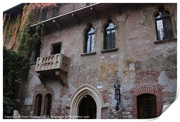 Iconic Balcony of Tragic Love Print by Sean Foreman