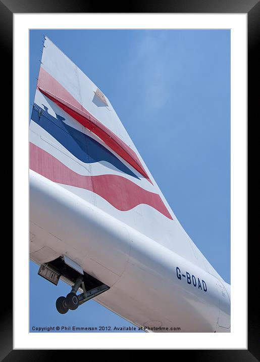 Concorde tail fin Framed Mounted Print by Phil Emmerson