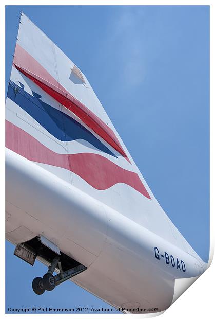 Concorde tail fin Print by Phil Emmerson