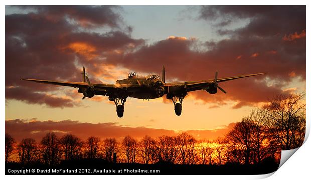 Dawn Arrival of Lancaster Bomber Print by David McFarland