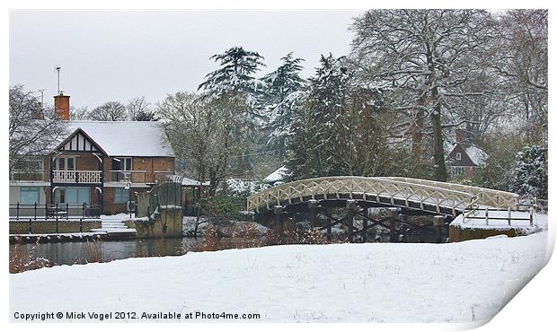 Cookham in snow Print by Mick Vogel