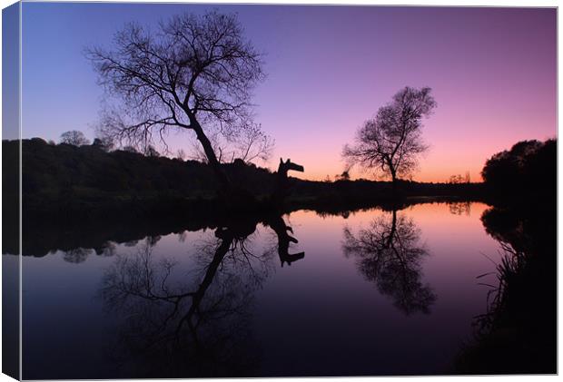 Sunset Along The Wey Canvas Print by Chris Manfield