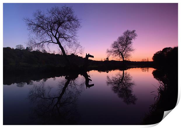 Sunset Along The Wey Print by Chris Manfield
