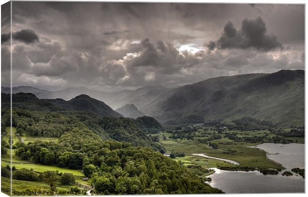 Stormy day at Derwent Water Canvas Print by Pete Lawless