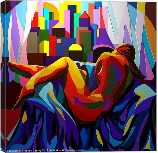 Reclining Nude at Sunset Canvas Print by Stephen Conroy