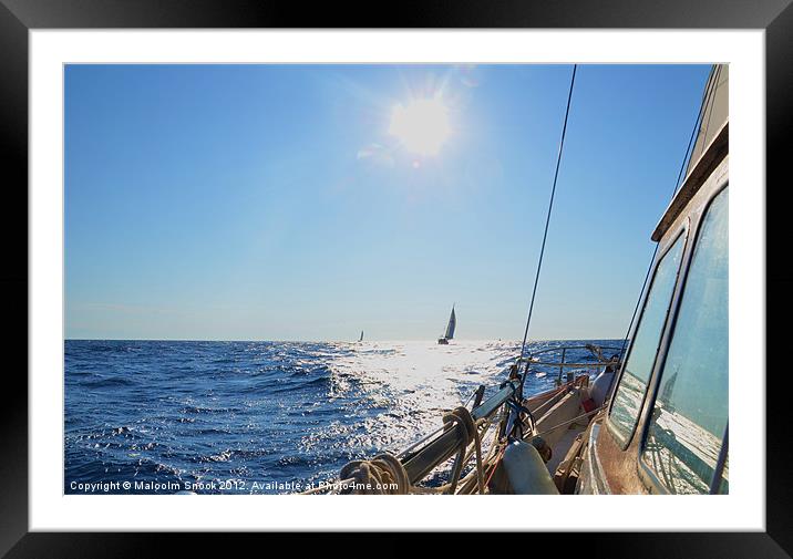 Sailing into the sun Framed Mounted Print by Malcolm Snook