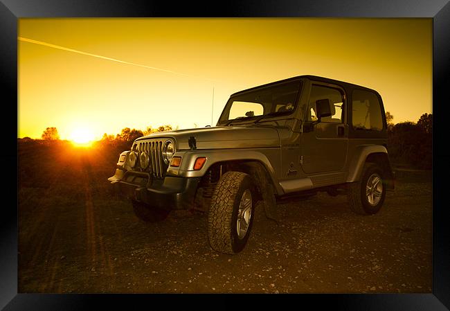 Jeep Wrangler at Sunset Framed Print by Eddie Howland