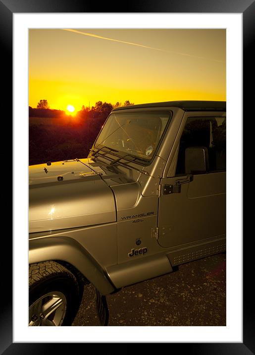 Jeep Wrangler at Sunset Framed Mounted Print by Eddie Howland