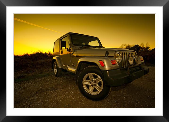 Jeep Wrangler at Sunset Framed Mounted Print by Eddie Howland