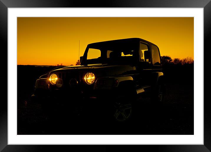 Jeep Wrangler at Sunset Framed Mounted Print by Eddie Howland