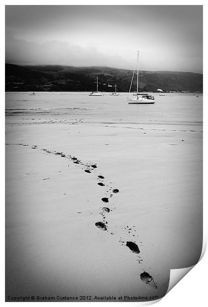 Footsteps in the sand Print by Graham Custance
