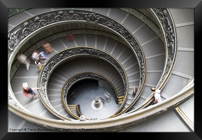 Staircase in the Vatican Museums Framed Print by Trevor Buchanan