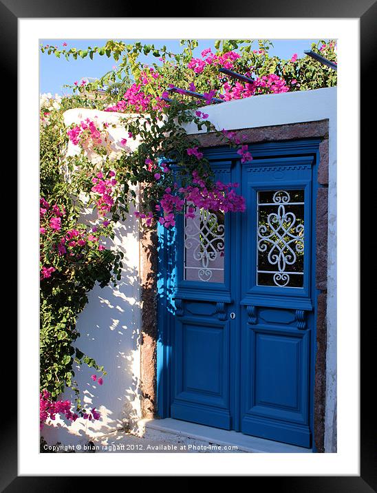 Greek Santorini Doors Framed Mounted Print by Brian  Raggatt