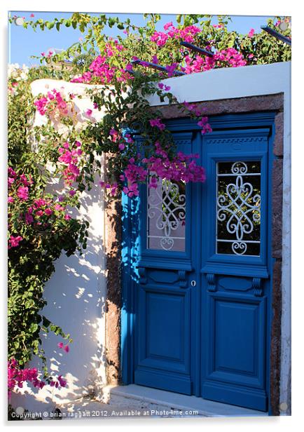 Greek Santorini Doors Acrylic by Brian  Raggatt