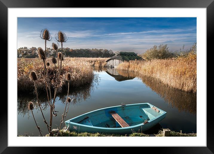 Blue Boat at Hickling Framed Mounted Print by Stephen Mole