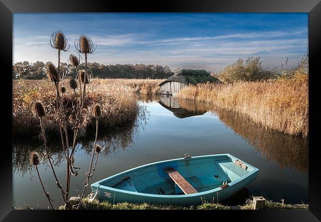 Blue Boat at Hickling Framed Print by Stephen Mole
