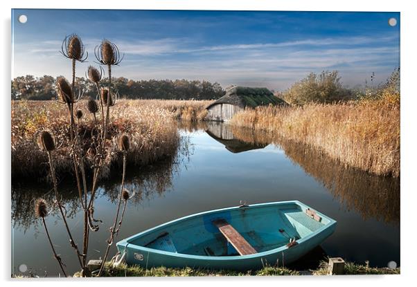 Blue Boat at Hickling Acrylic by Stephen Mole