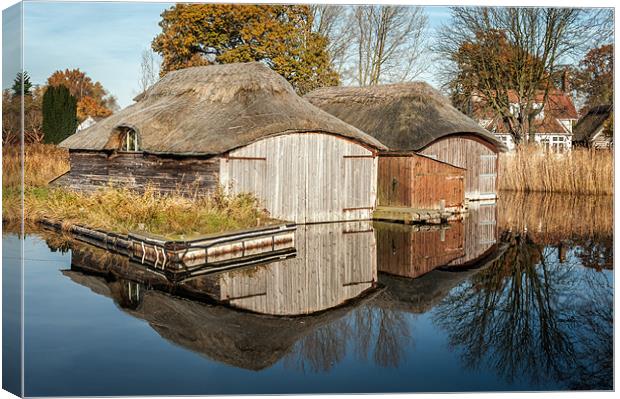 Boat houses at Hickling Broad Canvas Print by Stephen Mole