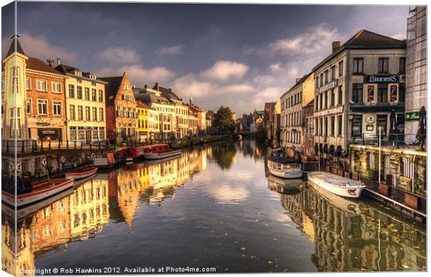 Reflections over Ghent Canvas Print by Rob Hawkins