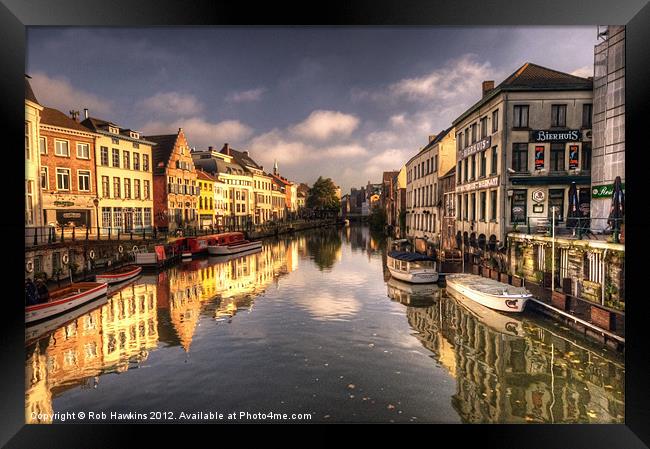 Reflections over Ghent Framed Print by Rob Hawkins