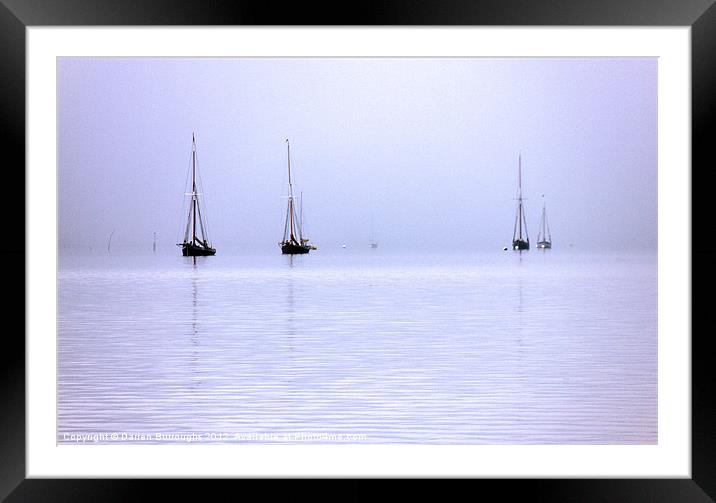 Moored In The Mist Framed Mounted Print by Darren Burroughs