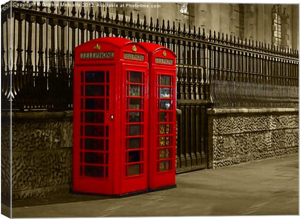 London Red Phone Box Canvas Print by Debbie Metcalfe