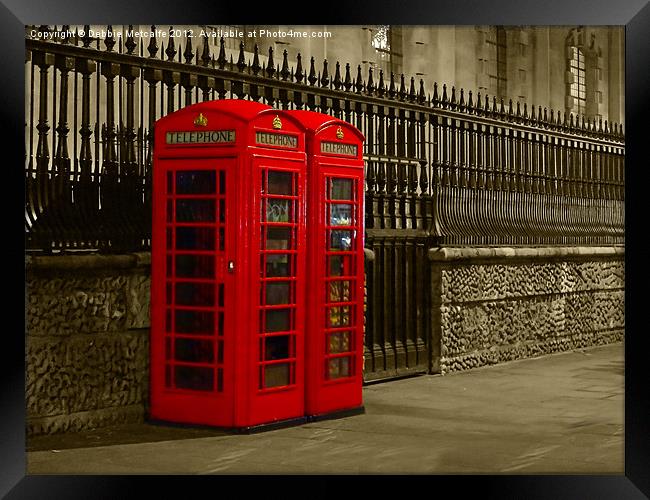 London Red Phone Box Framed Print by Debbie Metcalfe