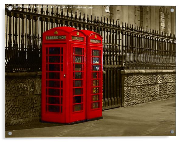 London Red Phone Box Acrylic by Debbie Metcalfe