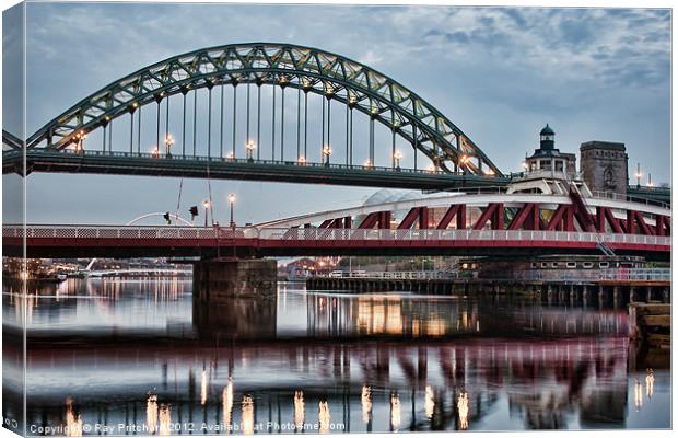 Swing and Tyne Bridges Canvas Print by Ray Pritchard