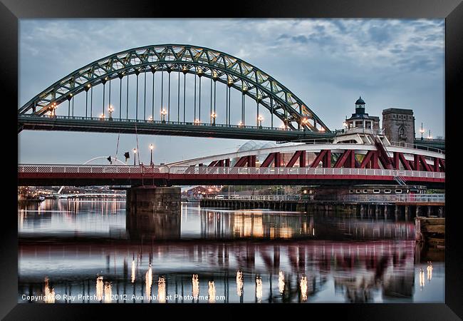 Swing and Tyne Bridges Framed Print by Ray Pritchard