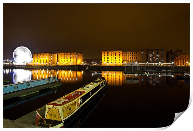 Albert Dock by night Print by Paul Farrell Photography