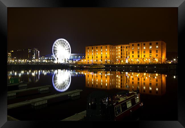Liverpool wheel reflected in Albert Dock Framed Print by Paul Farrell Photography