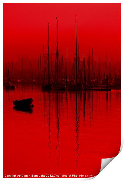 Red Tall Mast Reflections Print by Darren Burroughs
