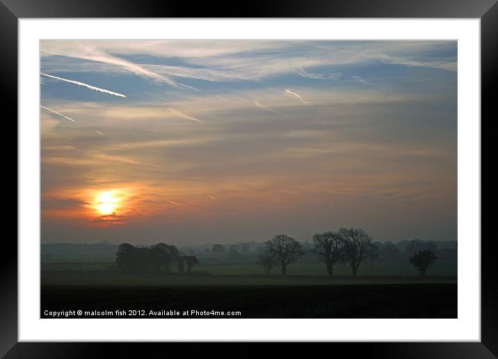 SUNRISE OVER HIGH LEGH. Framed Mounted Print by malcolm fish