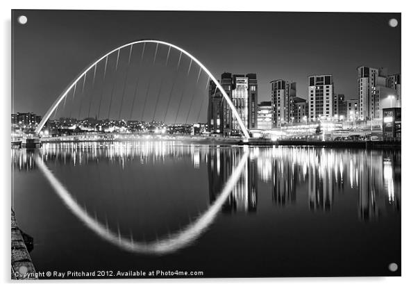 Black & White Millennium Bridge Acrylic by Ray Pritchard