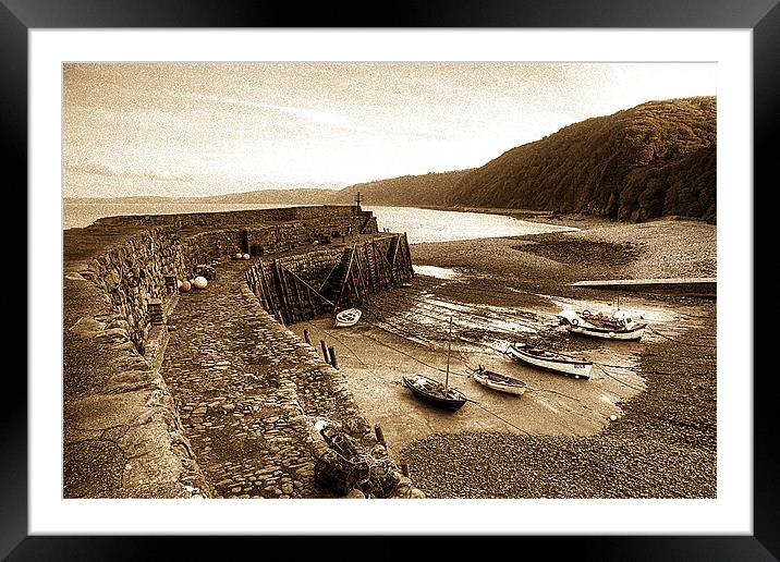 Clovelly Harbour Olde World Effect Framed Mounted Print by Mike Gorton