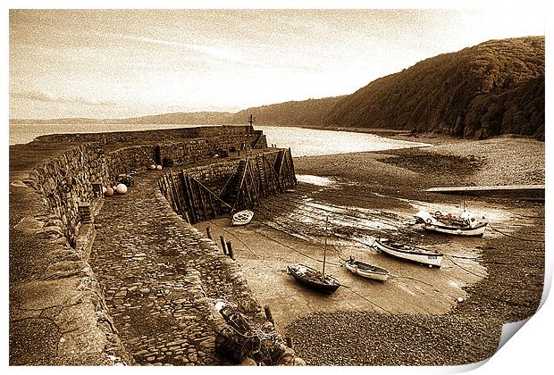 Clovelly Harbour Olde World Effect Print by Mike Gorton