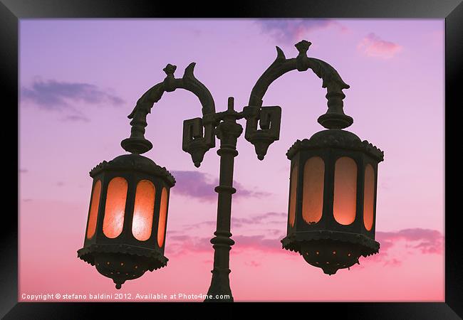 A characteristic lamp post in the city of Dahab at Framed Print by stefano baldini