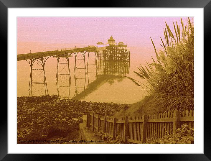 Arty Clevedon Pier 2 Framed Mounted Print by Paula Palmer canvas