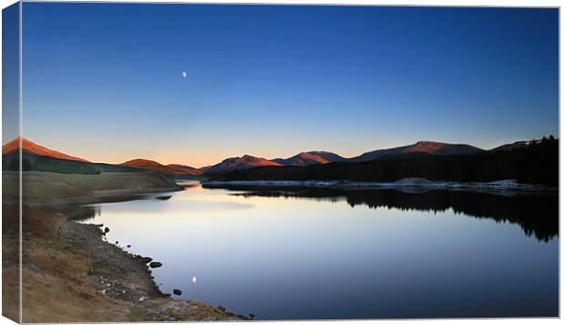 Winter Moon Over Loch Laggan Canvas Print by Malcolm Smith